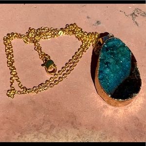 Sliced Agate with Crystals Pendant and Necklace